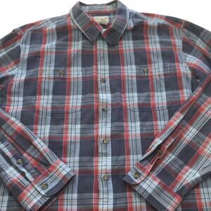 L. L. Bean cotton heavy weight plaid long sleeve button up shirt sz XL